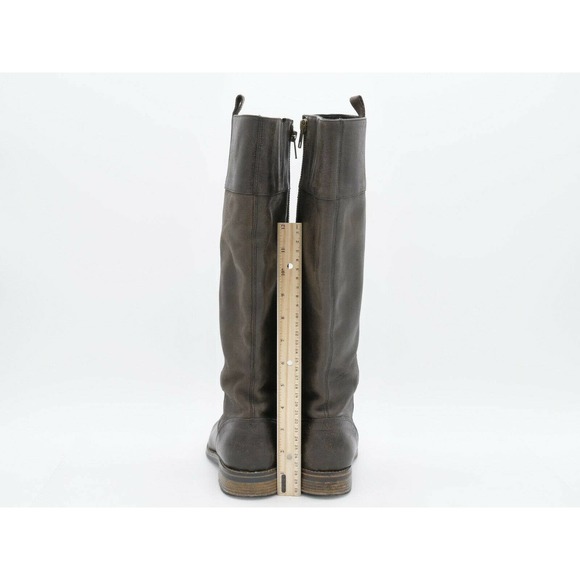 J Shoes Riding Boot Womens 7.5 Gray Leather Knee High Side Zip Cartel Moto Biker - Picture 9 of 12